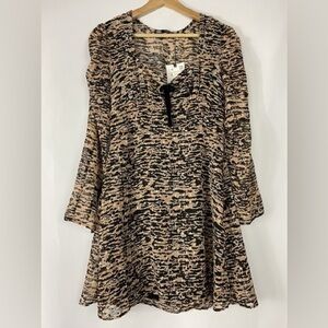 ✨ NWT Zara Abstract Print Mini Dress – Neutral Tan & Black – Size Small